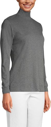 Lands' End Women Long Sleeve Relaxed Cotton Mock White Regular X-Large in Saudi Arabia