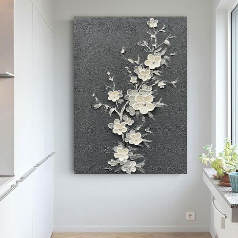 Diathou Art Hand-painted white Thick texture Minimalist Oil painting Modern Abstract art Painting 40x28 Inch Home wall Decoration in Saudi Arabia