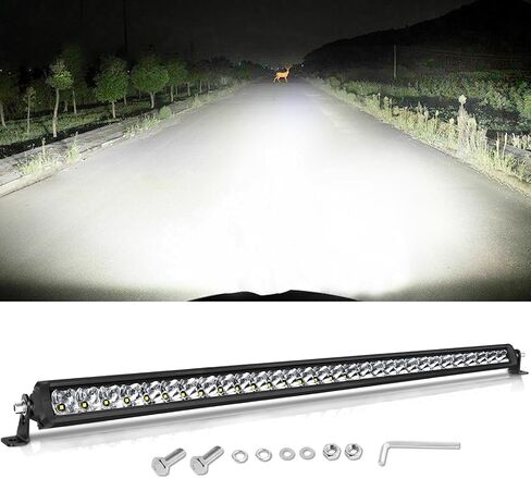 8 Inch Light Bar, SWATOW INDUSTRIES 30W 8 Inch Slim Light Bar Screwless Single Row LED Light Bar Spot Flood Offroad Driving Light Bumper Light Bar for ATV UTV Dirt Bike Truck Pickup Wrangler F150 in Kuwait