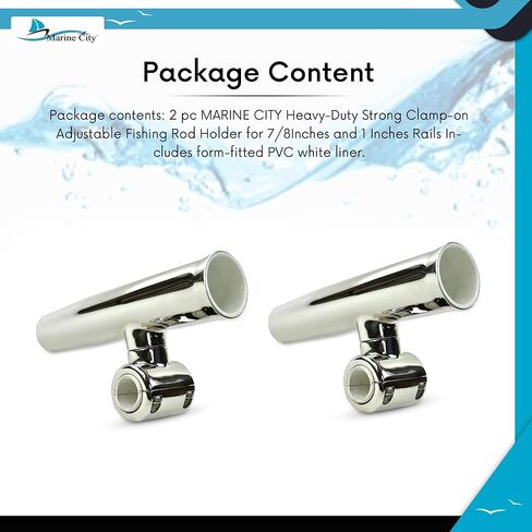 MARINE CITY 304 Stainless Steel Clamp-on Adjustable Fishing Rod Holder - Fits 1 to 7/8 Inch Rails - Ideal for Marines, Boats, Ships, Yachts (4 Pcs) in Saudi Arabia