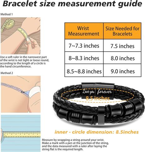 JoycuFF Birthday Gifts for Son from Mom Black Leather Bracelets for Son Love You Forever Handmade Jewelry to My Son Mens Bracelet Anniversary Graduation back to School Jewelry 8.5 Inches in Kuwait