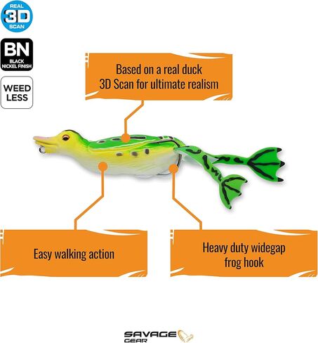 Savage Gear 3D Hollow Body Fruck Fishing Bait, 1 oz, Yellow, Realistic Contours, Colors & Movement, Soft Collapsible Body, Heavy-Duty Double Hook, Snag-Free Design in Saudi Arabia