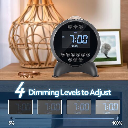 Kids Alarm Clock Star Projector, Galaxy Night Light Projector Kids, Bluetooth Speaker Alarm Clock Bedroom 14 White Noise Sounds 21 Projection Snooze Auto-Off Timer Remote Control, White in Saudi Arabia