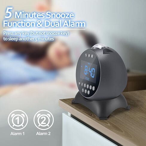 Kids Alarm Clock Star Projector, Galaxy Night Light Projector Kids, Bluetooth Speaker Alarm Clock Bedroom 14 White Noise Sounds 21 Projection Snooze Auto-Off Timer Remote Control, White in Saudi Arabia
