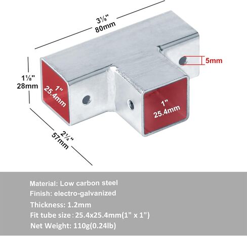 6PCS 1" X 1" X 1" X 1" Square Tube Cross Connector, 4 Way Connector Metal Pipe Clamps, 1.2mm Thickness in Saudi Arabia