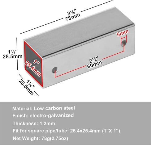 6PCS 1" X 1" X 1" X 1" Square Tube Cross Connector, 4 Way Connector Metal Pipe Clamps, 1.2mm Thickness in Saudi Arabia