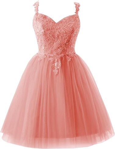Women's Homecoming Dresses Short Spaghetti Straps Sparkly Lace Applique Short Prom Dresses 2024 Lilac in Saudi Arabia