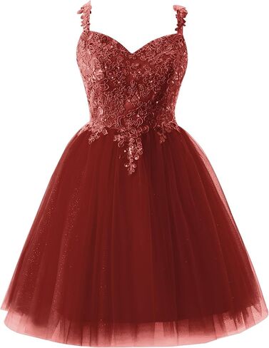 Women's Homecoming Dresses Short Spaghetti Straps Sparkly Lace Applique Short Prom Dresses 2024 Lilac in Saudi Arabia