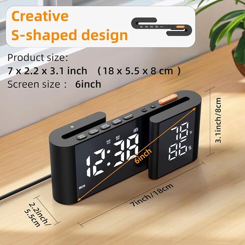 Alarm Clock Radio, Digital Alarm Clock for Bedrooms with USB Port, Large LED Display with Brightness Dimmer, Bedside FM Radio with Sleeper Timer, Temperature, Adjustable Volume, Snooze in Saudi Arabia