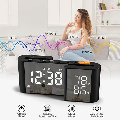 Alarm Clock Radio, Digital Alarm Clock for Bedrooms with USB Port, Large LED Display with Brightness Dimmer, Bedside FM Radio with Sleeper Timer, Temperature, Adjustable Volume, Snooze in Saudi Arabia