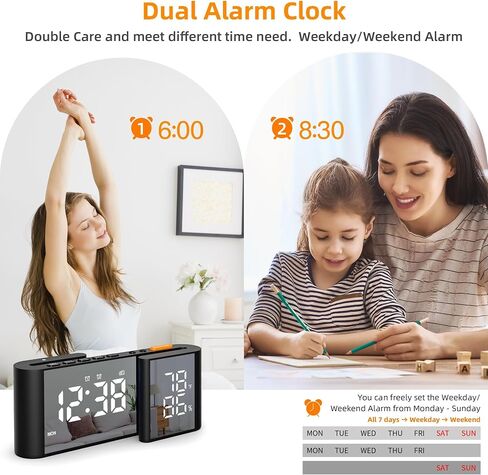 Alarm Clock Radio, Digital Alarm Clock for Bedrooms with USB Port, Large LED Display with Brightness Dimmer, Bedside FM Radio with Sleeper Timer, Temperature, Adjustable Volume, Snooze in Saudi Arabia