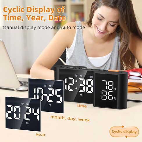 Alarm Clock Radio, Digital Alarm Clock for Bedrooms with USB Port, Large LED Display with Brightness Dimmer, Bedside FM Radio with Sleeper Timer, Temperature, Adjustable Volume, Snooze in Saudi Arabia