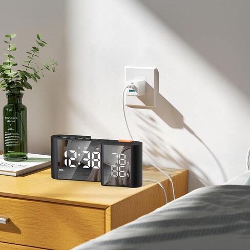 Alarm Clock Radio, Digital Alarm Clock for Bedrooms with USB Port, Large LED Display with Brightness Dimmer, Bedside FM Radio with Sleeper Timer, Temperature, Adjustable Volume, Snooze in Saudi Arabia