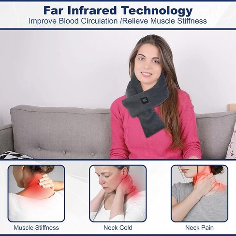 Heated Neck Wrap Scarf for Neck Pain Relief, Cordless Neck Heating Pad with 5000mAh Power Bank, Electric Heated Neck Warmer with 3 Heat Settings in Saudi Arabia