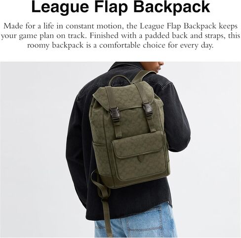 Coach League Flap Backpack, Charcoal Signature in Saudi Arabia