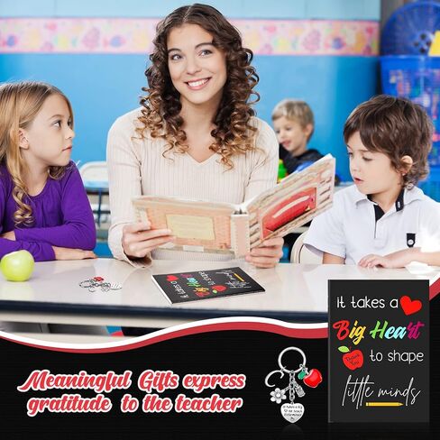 Yinkin Teacher Appreciation Gift Set Teacher Keychain Inspirational Teacher Notebook for Women Teacher Initial Keychain(Initial M Style) in Kuwait