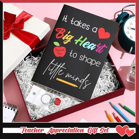 Yinkin Teacher Appreciation Gift Set Teacher Keychain Inspirational Teacher Notebook for Women Teacher Initial Keychain(Initial M Style) in Kuwait