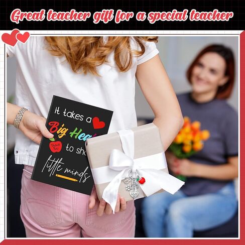 Yinkin Teacher Appreciation Gift Set Teacher Keychain Inspirational Teacher Notebook for Women Teacher Initial Keychain(Initial M Style) in Kuwait