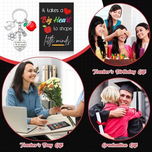 Yinkin Teacher Appreciation Gift Set Teacher Keychain Inspirational Teacher Notebook for Women Teacher Initial Keychain(Initial M Style) in Kuwait