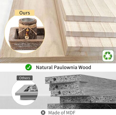 Farmhouse Coffee Table Decor Candle Holder - Romadedi Boho Wooden Tray with 4 Tealight Candles Holders for Tables Centerpiece Home Decorations Living Room Fireplace Whitewashed in Kuwait