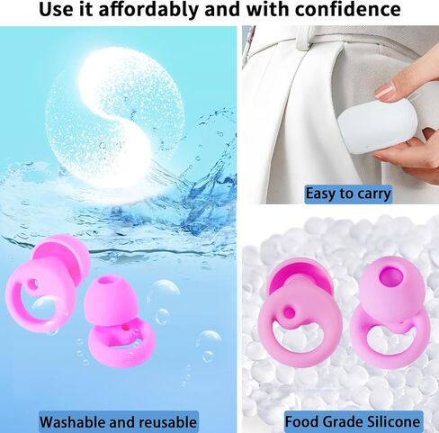 Ear Plugs for Sleeping, Noise Reduction Soft Silicone Earplugs with 4 Pairs Ear Tips&One Stylish Headphone Case, Side Sleeper's Gospel-Hearing Protection, Reduction 25dB-30dB (Gemstone Blue, Small) in Kuwait