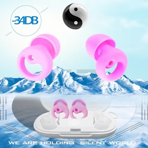 Ear Plugs for Sleeping, Noise Reduction Soft Silicone Earplugs with 4 Pairs Ear Tips&One Stylish Headphone Case, Side Sleeper's Gospel-Hearing Protection, Reduction 25dB-30dB (Gemstone Blue, Small) in Kuwait