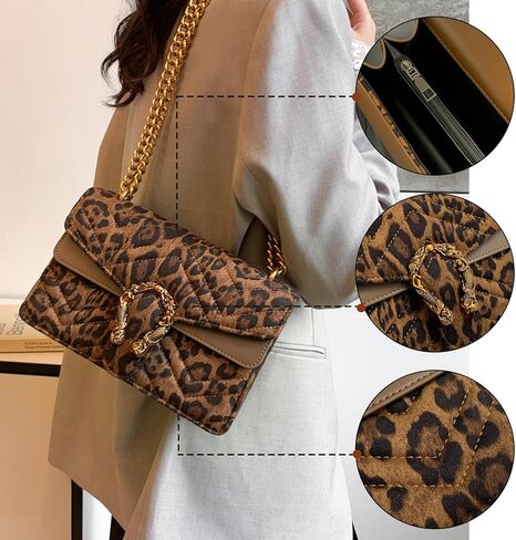 MYHOZEE Crossbody Bags for Women - Snake Printed Clutch Purses Leather Chain Shoulder Bags Evening Handbags in Kuwait