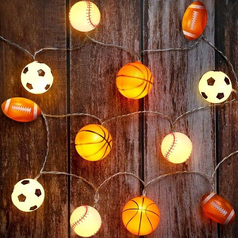 Bencailor 1 Pcs Football Decor String Lights Sport Theme Room Decor Football Light String LED Light up Football Decorations Battery Operated for Sports Theme Party Birthday Christmas (4.92 ft) in Saudi Arabia