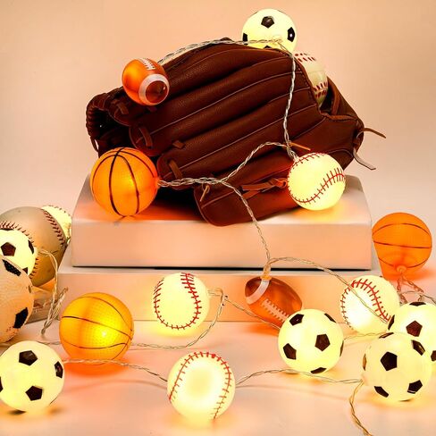 Bencailor 1 Pcs Football Decor String Lights Sport Theme Room Decor Football Light String LED Light up Football Decorations Battery Operated for Sports Theme Party Birthday Christmas (4.92 ft) in Saudi Arabia