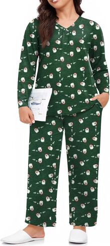 Anydeer Women Pajama Sets Long Sleeve Loungewear Fall 2 Piece Sleepwear Top Pjs Pants With Pockets in Saudi Arabia