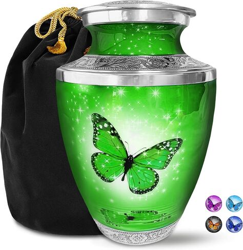 Heart Shaped Keepsake Cremation Urns for Human Ashes - Light Blue Butterfly Small Keepsake Urn for Men Women Children Pets - Burial Urns in Saudi Arabia