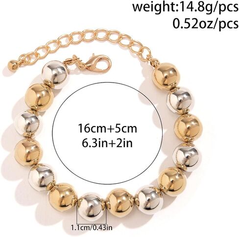 FUTIMELY Chunky Bead Bracelets,Delicate Punk Plated Gold Exaggerated Metal Stretch Bangles,Charming Valentine's Day Jewelry Gift for Women in Kuwait