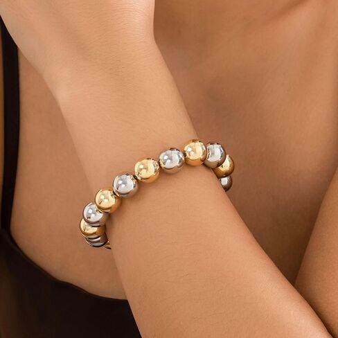 FUTIMELY Chunky Bead Bracelets,Delicate Punk Plated Gold Exaggerated Metal Stretch Bangles,Charming Valentine's Day Jewelry Gift for Women in Kuwait