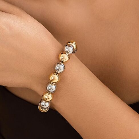 FUTIMELY Chunky Bead Bracelets,Delicate Punk Plated Gold Exaggerated Metal Stretch Bangles,Charming Valentine's Day Jewelry Gift for Women in Kuwait
