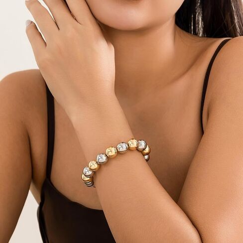 FUTIMELY Chunky Bead Bracelets,Delicate Punk Plated Gold Exaggerated Metal Stretch Bangles,Charming Valentine's Day Jewelry Gift for Women in Kuwait