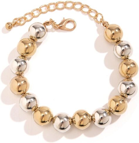 FUTIMELY Chunky Bead Bracelets,Delicate Punk Plated Gold Exaggerated Metal Stretch Bangles,Charming Valentine's Day Jewelry Gift for Women in Kuwait