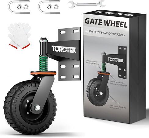 Gate Wheel Fence Gate Wheels for Wooden Gate Metal Tube Gate, 6inch Heavy Duty Gate Wheel 500lb Capacity 360 Degree Rotation Spring-Loaded Gate Casters Suitable for Various Land Surface, Black in Saudi Arabia