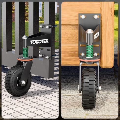 Gate Wheel Fence Gate Wheels for Wooden Gate Metal Tube Gate, 6inch Heavy Duty Gate Wheel 500lb Capacity 360 Degree Rotation Spring-Loaded Gate Casters Suitable for Various Land Surface, Black in Saudi Arabia