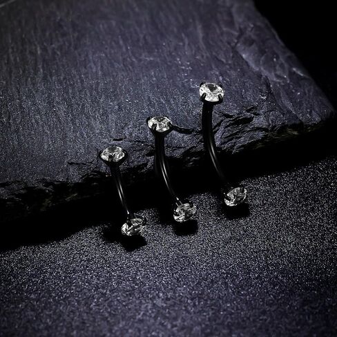 Vsnnsns 16G Rook Daith Piercing Jewelry Surgical Steel 8mm Curved Barbell Eyebrow Rings Helix Tragus Belly Lip Rings CZ Piercing Jewelry Kit Cartilage Daith Rook Earrings for Women Men 12pcs in Kuwait