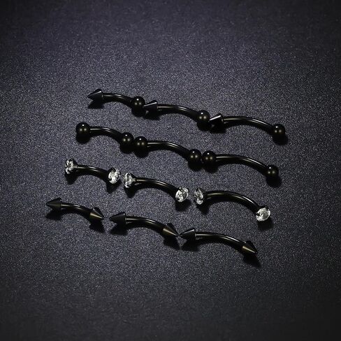 Vsnnsns 16G Rook Daith Piercing Jewelry Surgical Steel 8mm Curved Barbell Eyebrow Rings Helix Tragus Belly Lip Rings CZ Piercing Jewelry Kit Cartilage Daith Rook Earrings for Women Men 12pcs in Kuwait