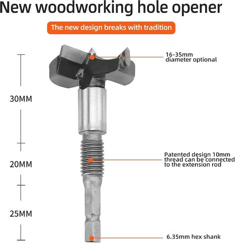 Upgraded 10pc Forstner Drill Bit Set,Threaded Design for Connection Extension Bar with Woodworking Limiter and Impact Wrench Conversion Bit for Softwood,Plywood(Metric) in Saudi Arabia
