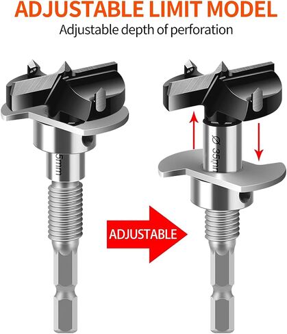 Upgraded 10pc Forstner Drill Bit Set,Threaded Design for Connection Extension Bar with Woodworking Limiter and Impact Wrench Conversion Bit for Softwood,Plywood(Metric) in Saudi Arabia
