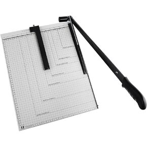 B4 Paper Cutter Paper Slicer with Safety Guard and Blade Lock Paper Trimmer Guillotine Heavy Duty Metal Base 15" Cutting Length Guillotine Paper Cutter for Office Home School(White)