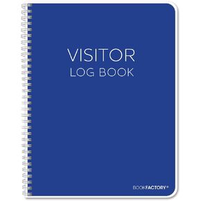 BookFactory Visitor Log Book/Visitor Register/Guest Sign-in Book - 120 Pages, 8 1/2" x 11" - Wire-O (LOG-120-7CW-PP(Visitor-Log))