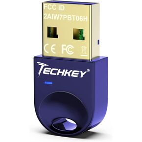 USB Bluetooth Adapter 5.3 for Desktop PC, Plug & Play Mini Bluetooth EDR Dongle Receiver & Transmitter only for Laptop Computer Headphones Keyboard Mouse Windows 11/10/8.1（Dewdrop Blue）