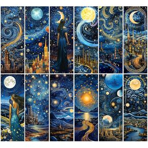 12 PCS Celestial Bookmark, Bookmarks for Book Lovers, Bulk Bookmarks for Men, Unique Book Mark for Reading for Boys, Girls, Students, Classroom Gifts, School Prize, Reading Present