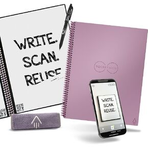 Rocketbook New Core Reusable Spiral Notebook, Letter Size 8.5x11, Black - Lined Pages, App-Connected, Erasable, Durable Cover, Ideal for School, Work, and Creative Projects