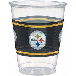 NFL Pittsburgh Steelers Disposable Plastic Cups - 16oz, 25 Pieces - Perfect for Game Day Parties & Tailgates