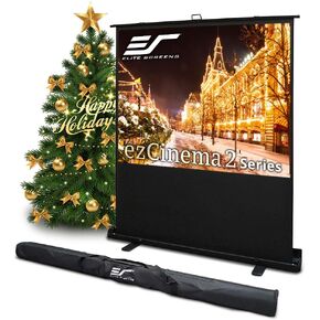 Elite Screens ezCinema 2, 95-inch 16:9 Manual Floor Pull Up Scissor Backed Projector Screen, Portable Home Office Classroom Front Projection w/ Carrying Bag, US Based Company 2-YEAR WARRANTY, F95XWH2 in Kuwait