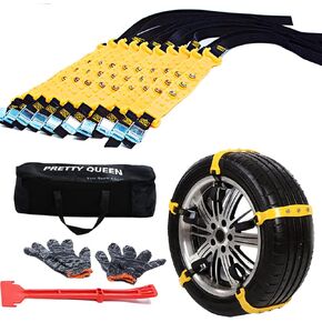 10 Pcs Snow Tire Chains for Car, Adjustable Snow Cable Chains Universal Fit for Most Car/Jeep/Truck/SUV, Width 185-295mm/7.2-11.6 inches